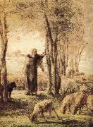 Shepherdess with dog and sheep, Jean Francois Millet